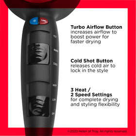 Poignée ergonomique du sèche-cheveux Turbo REVLON