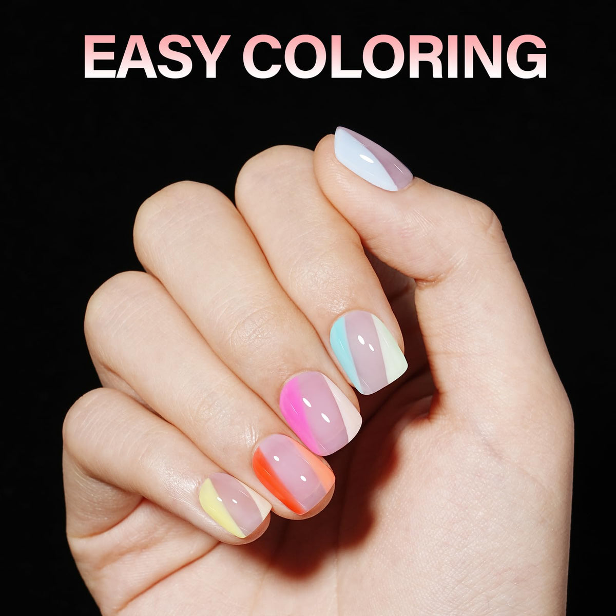 Pointes d'ongles AILLSA carrées extra courtes en gel, vue de côté