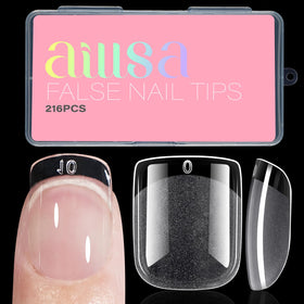 Pointes d'ongles AILLSA carrées extra courtes en gel, vue de face