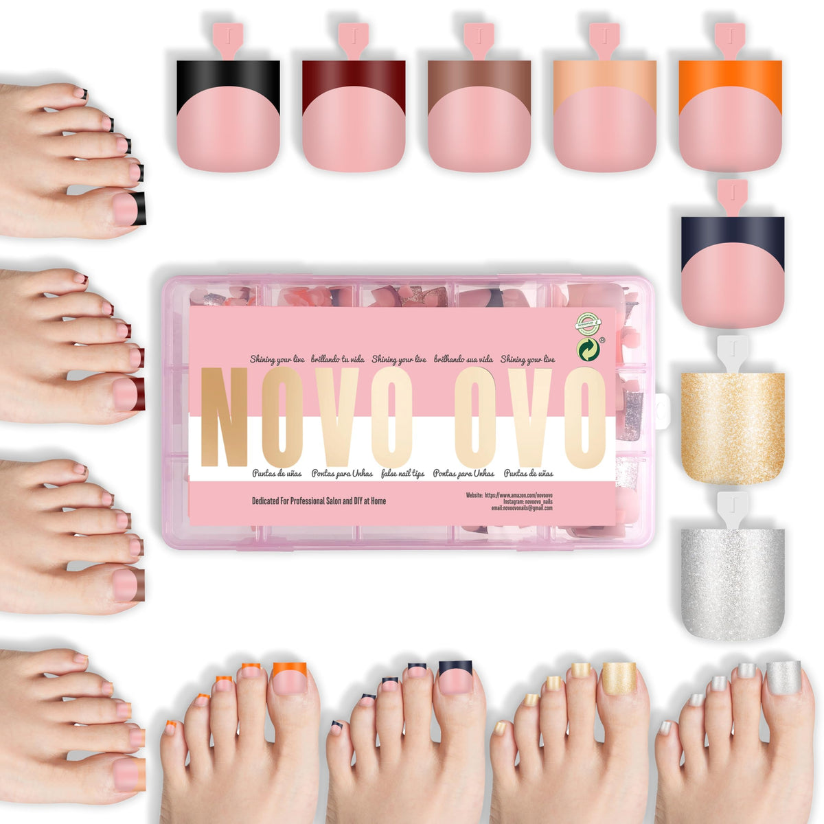 Pointes d'ongles artificiels NOVO OVO couleur pastel vue avant