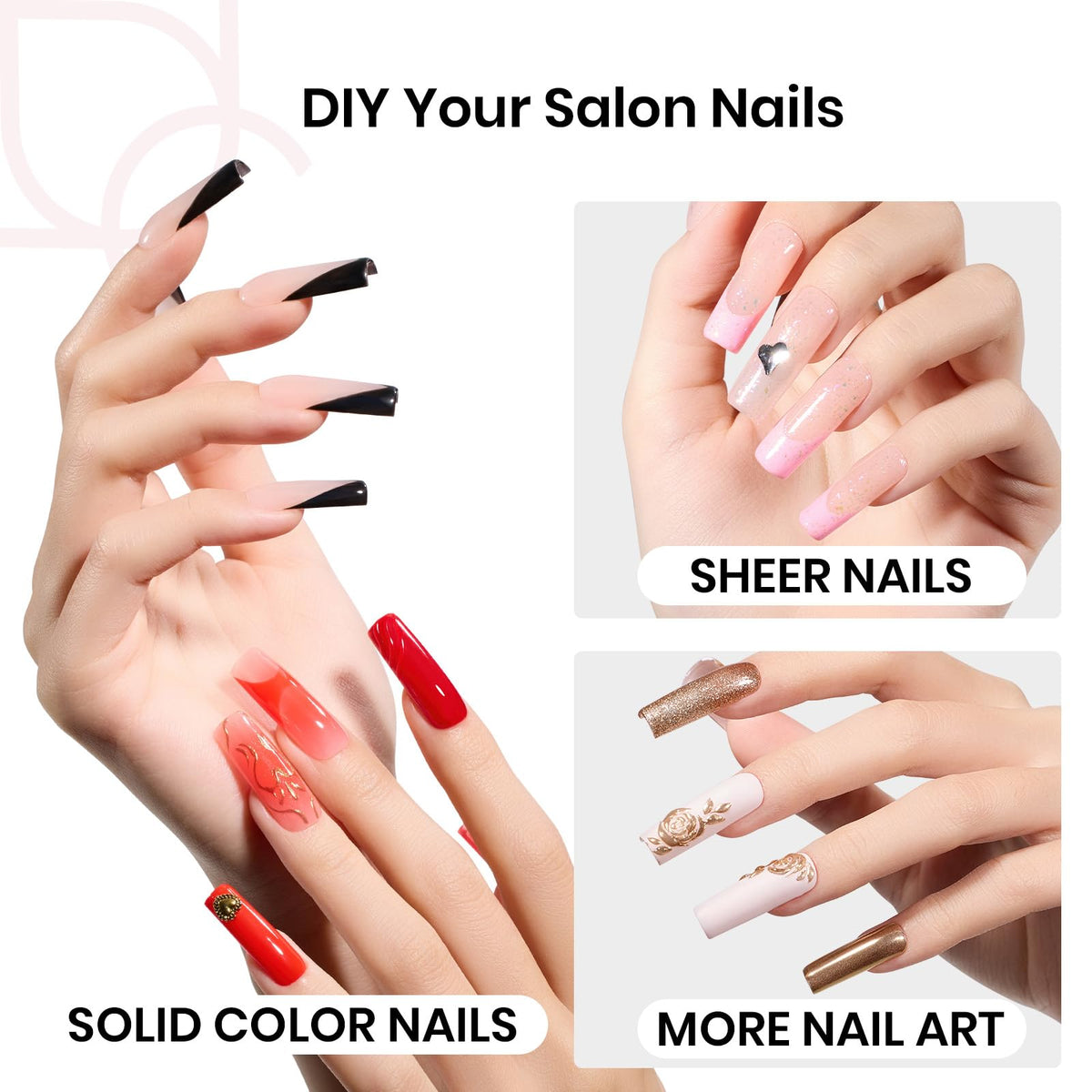 Pointes d'ongles en gel souple de différentes tailles dans le kit beetles