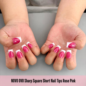 Pointes d'ongles FRENCH TIP carrées blanches NOVO OVO, application sur ongles