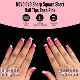 Pointes d'ongles FRENCH TIP carrées blanches NOVO OVO avec gel UV