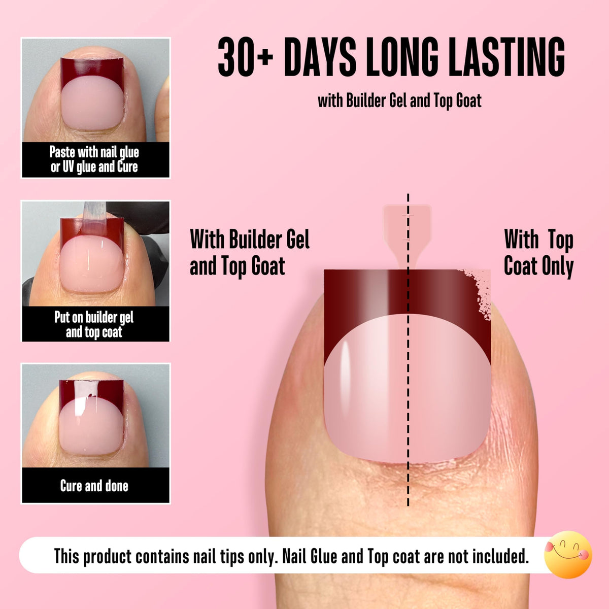 Pointes d'ongles NOVO OVO sur une main avec vernis