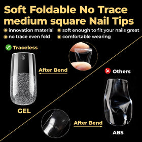 Points de nail carrés UNA GELLA 600pcs posés sur une surface plane