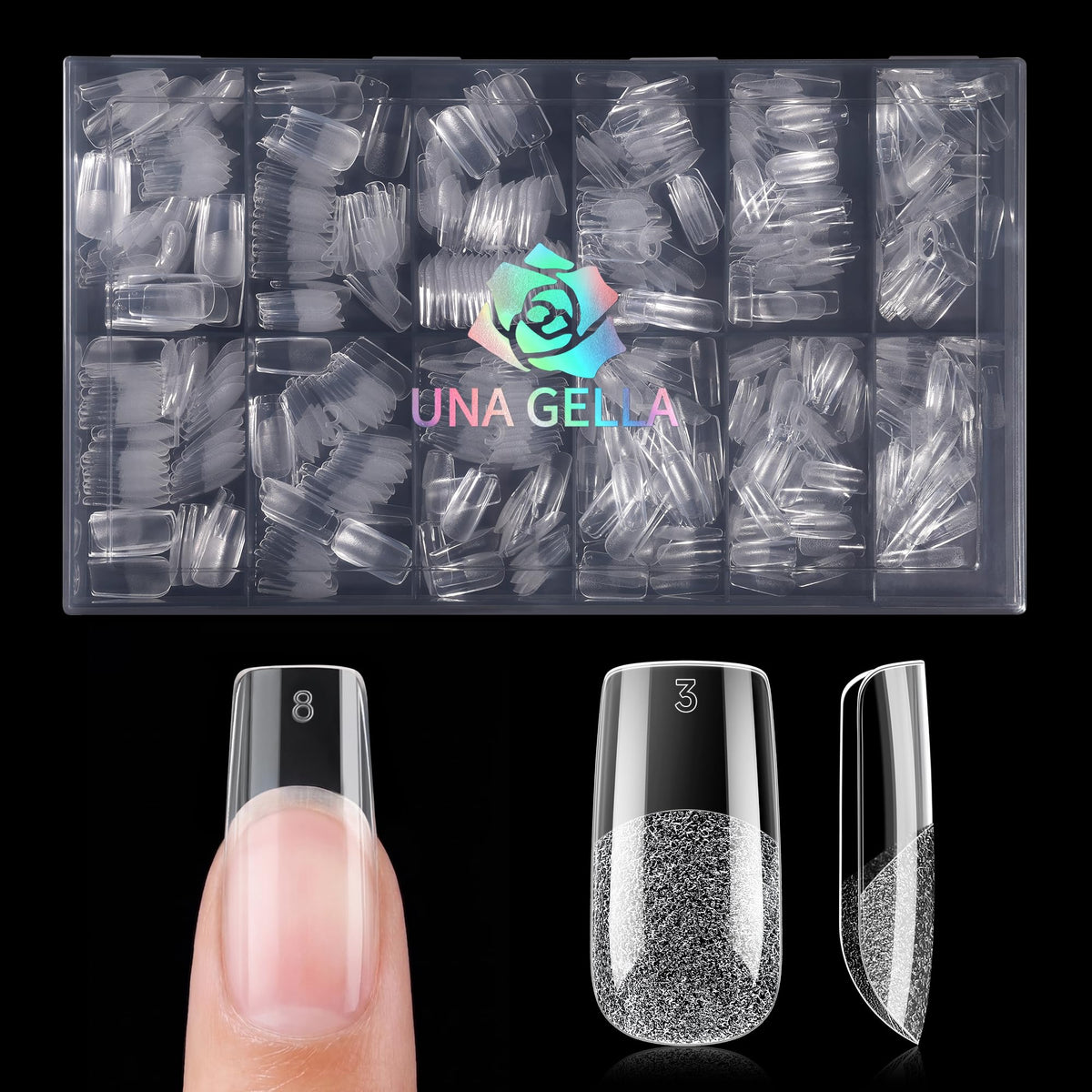 Points de nail carrés UNA GELLA 600pcs vue de face