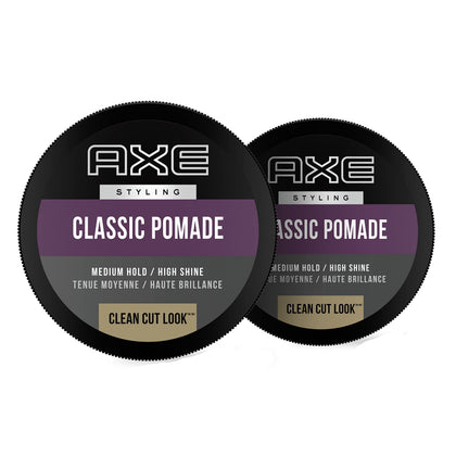Pomade AXE Clean Cut Look 2,64oz vue de face avec finition brillante
