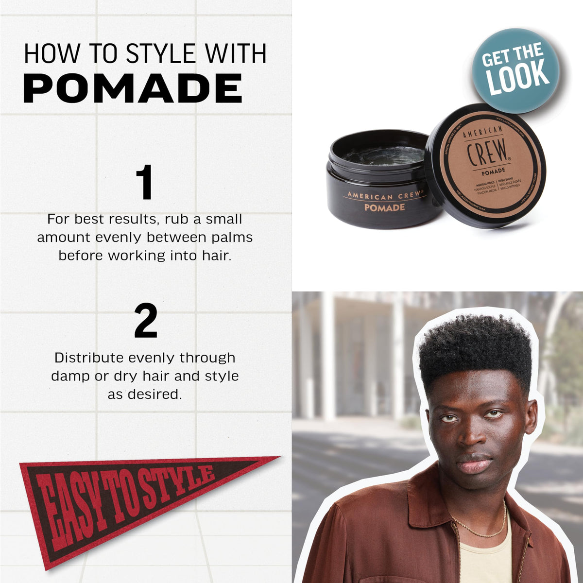 Pommade AMERICAN CREW 118g application sur des cheveux