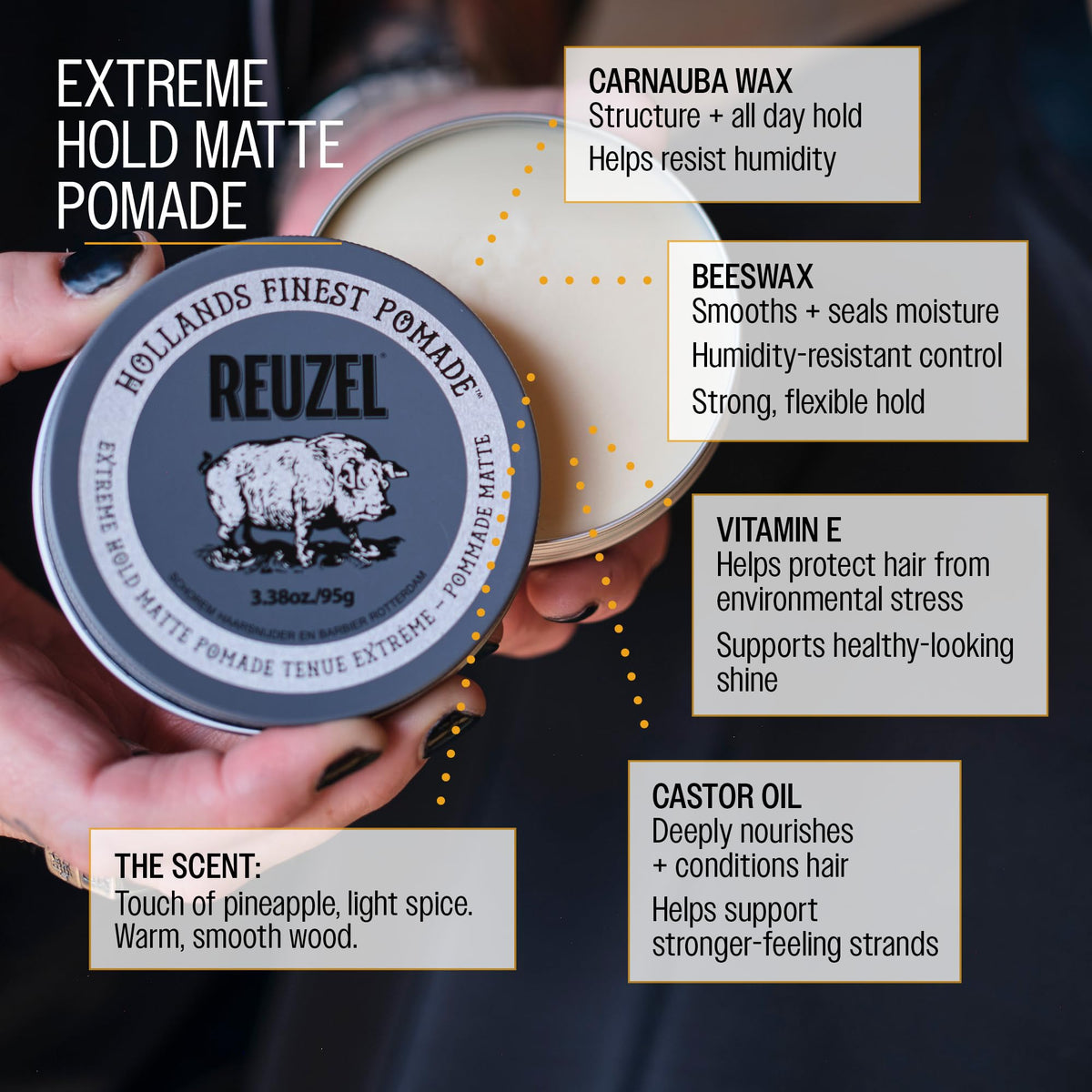 Pommade REUZEL sur une coiffeuse