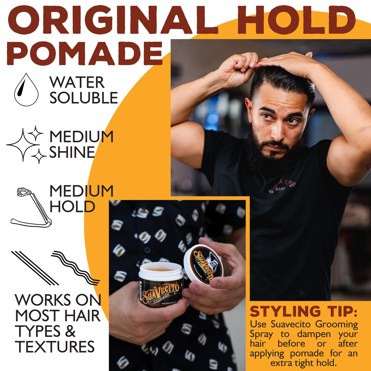 Pommade Suavecito Originale 4 oz en utilisation