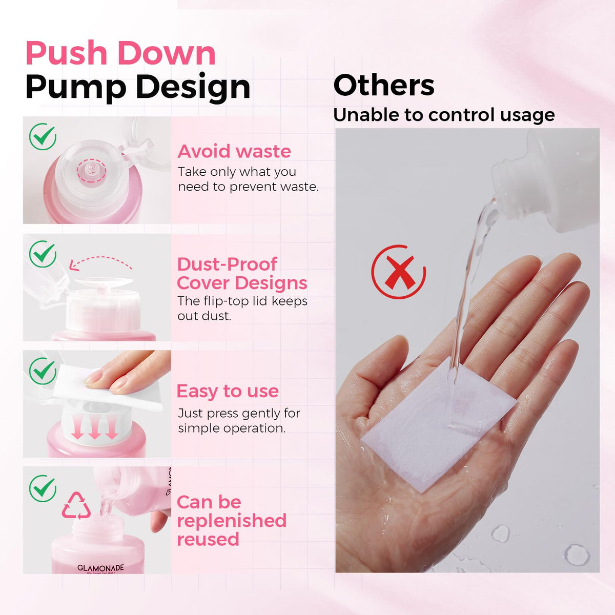 Pompe à une touche du dissolvant à ongles Glamonade
