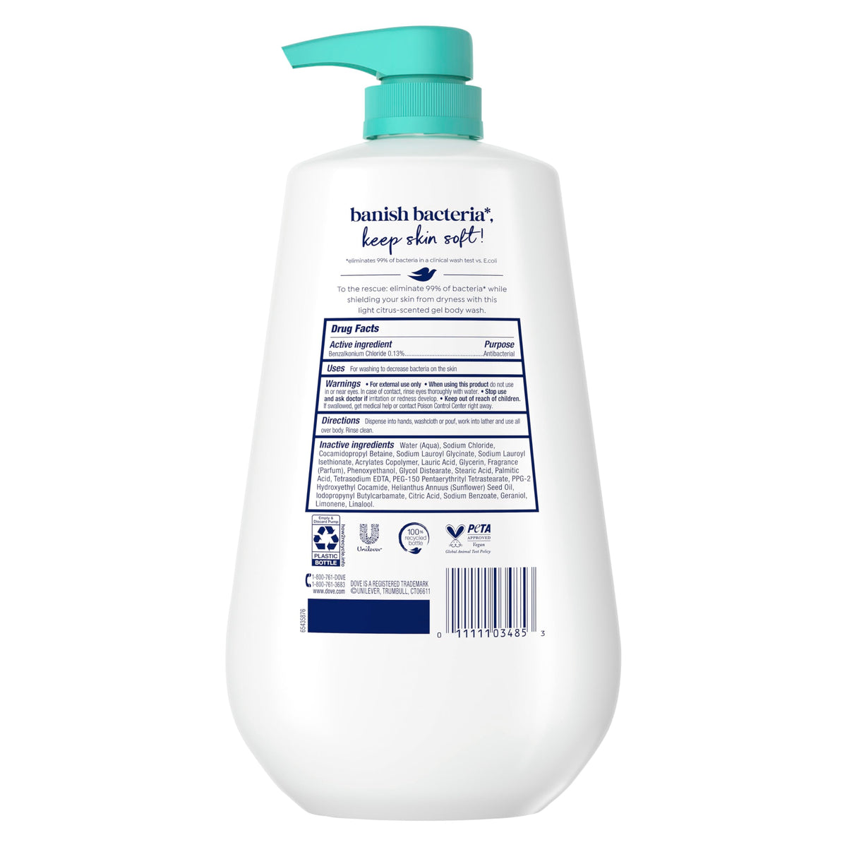 Pompe du gel douche antibactérien Dove