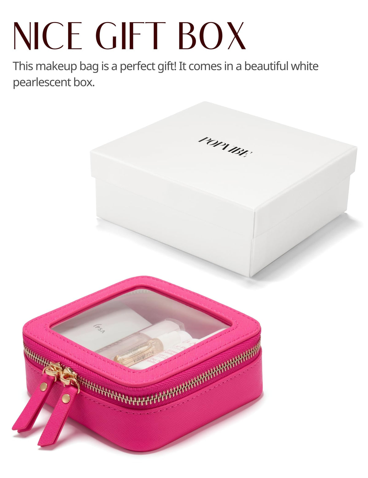 Popvibe Mini Trousse de Maquillage rose dans un sac à main