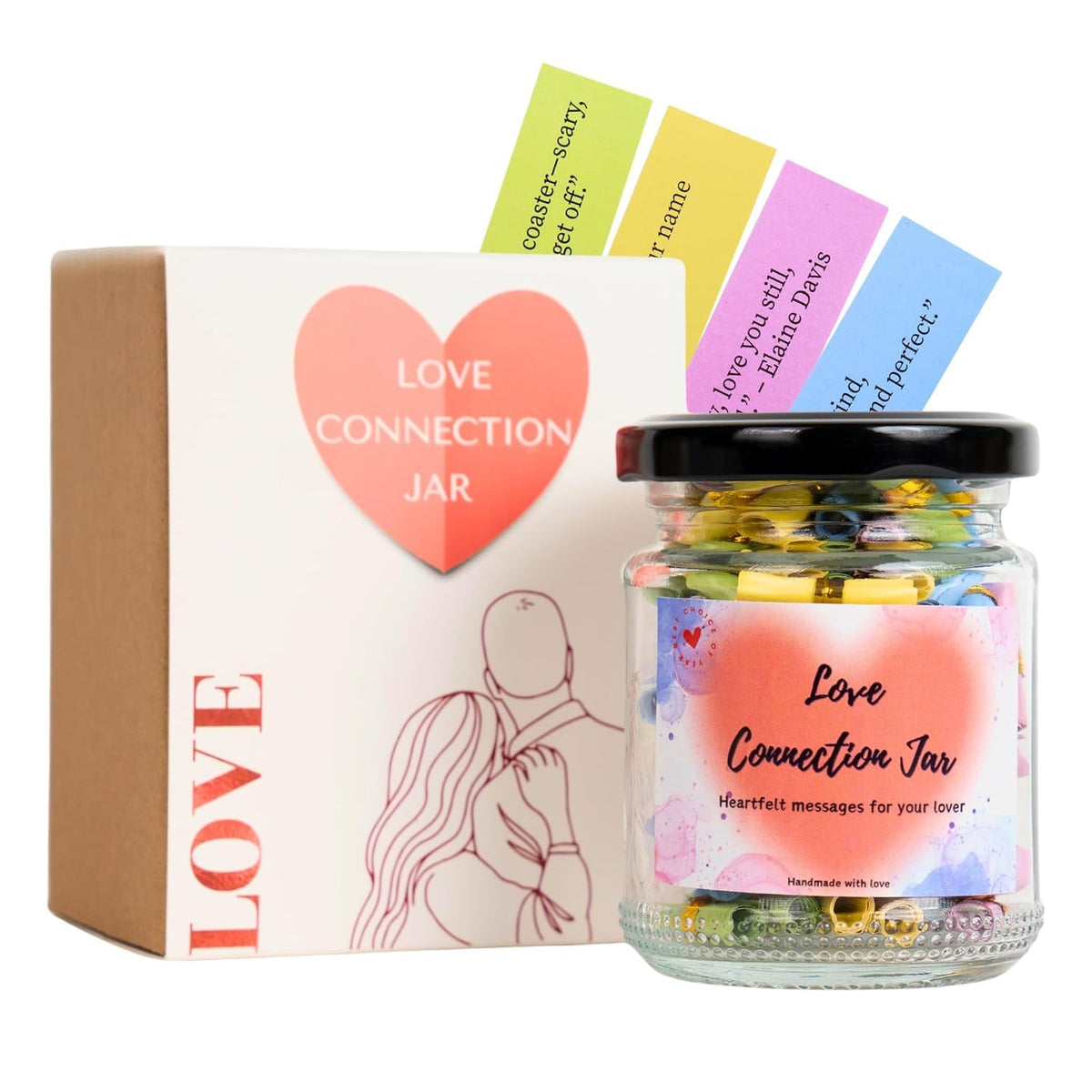 Pot de 90 notes d'amour Musemory avec couvercle en haut