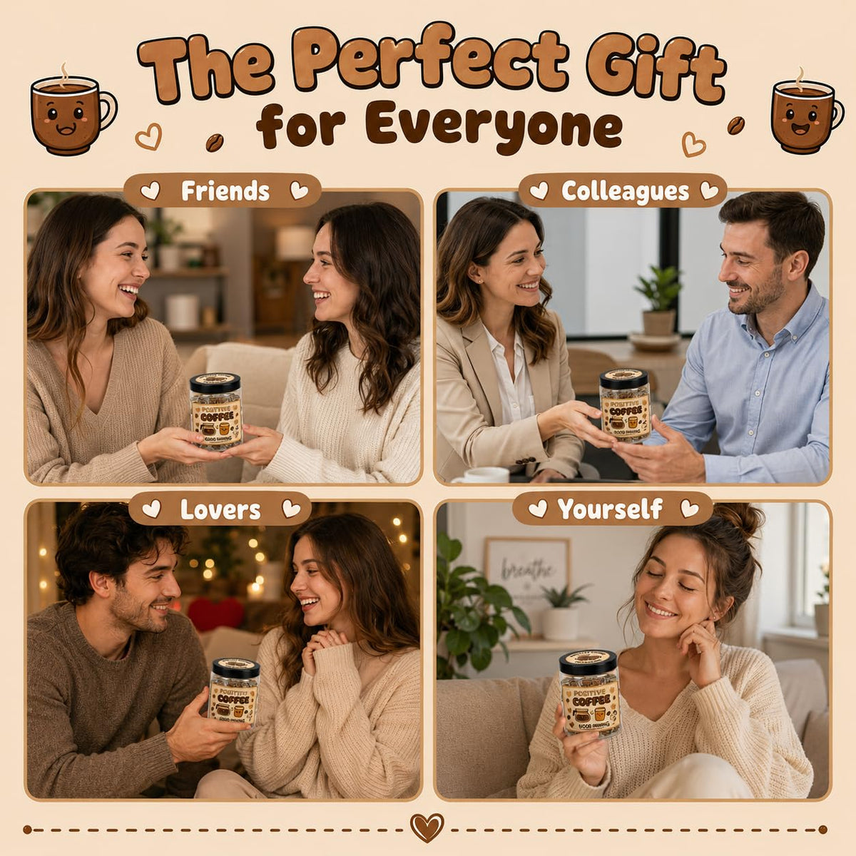 Pot de Café Positif DEARMINE sur une table avec des tasses de café