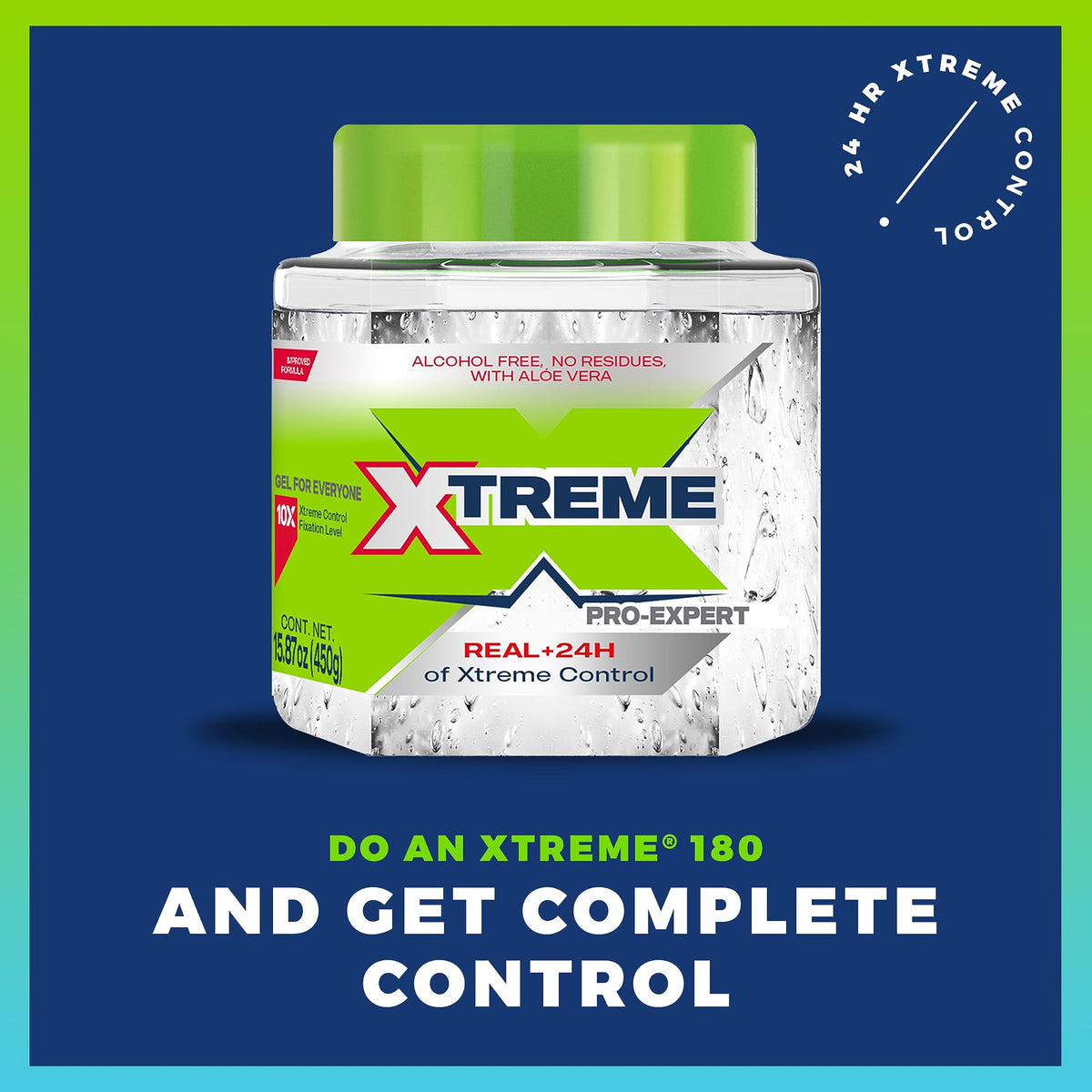 Pot de gel coiffant transparent Xtreme ouvert avec une cuillère