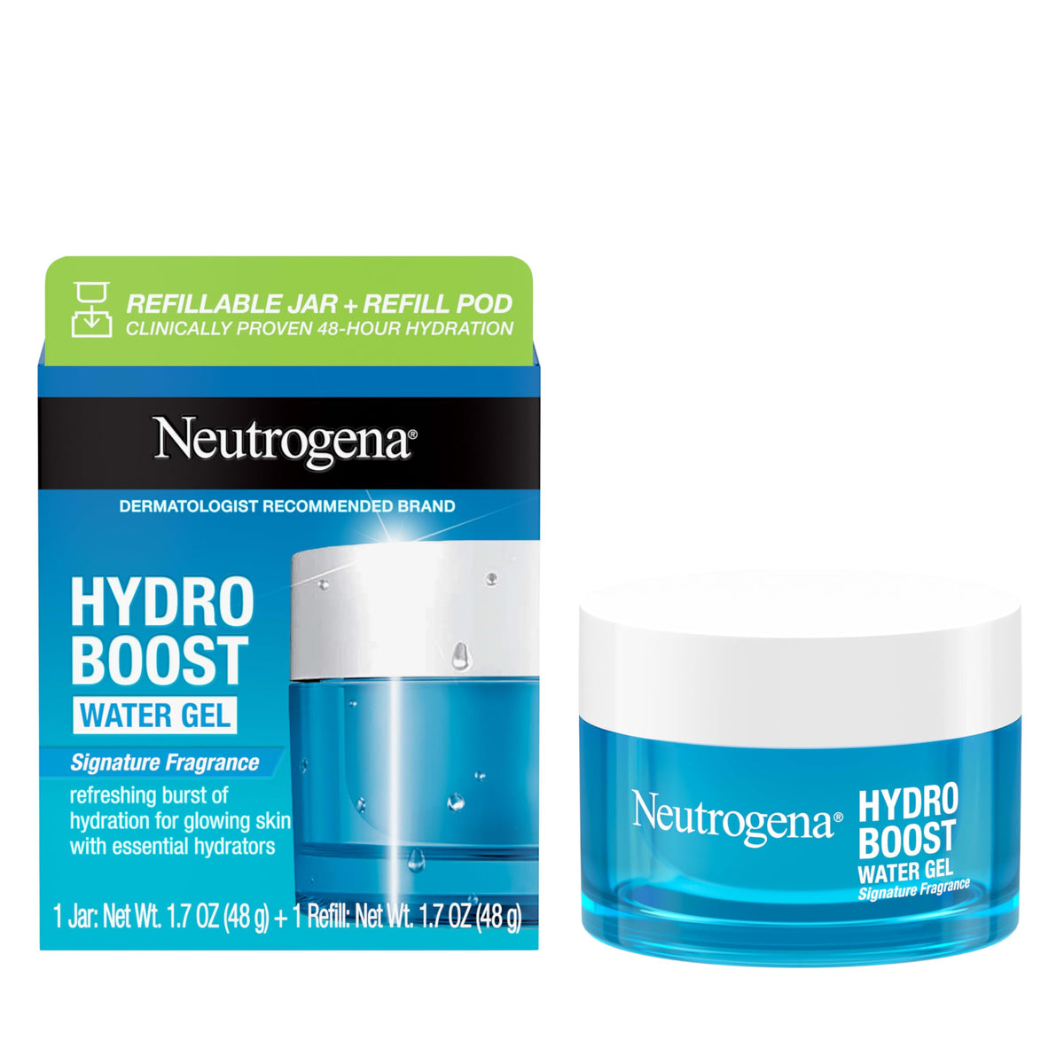 Pot en verre rechargeable du gel hydratant Neutrogena Hydro support