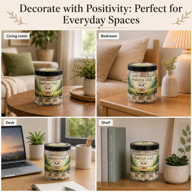 Pot hibou positif avec décorations de bureau