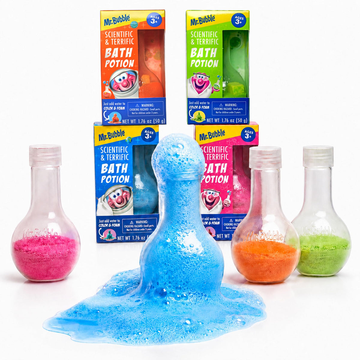 Potions de bain Mr. Bubble en pack de 4 avec bécher coloré