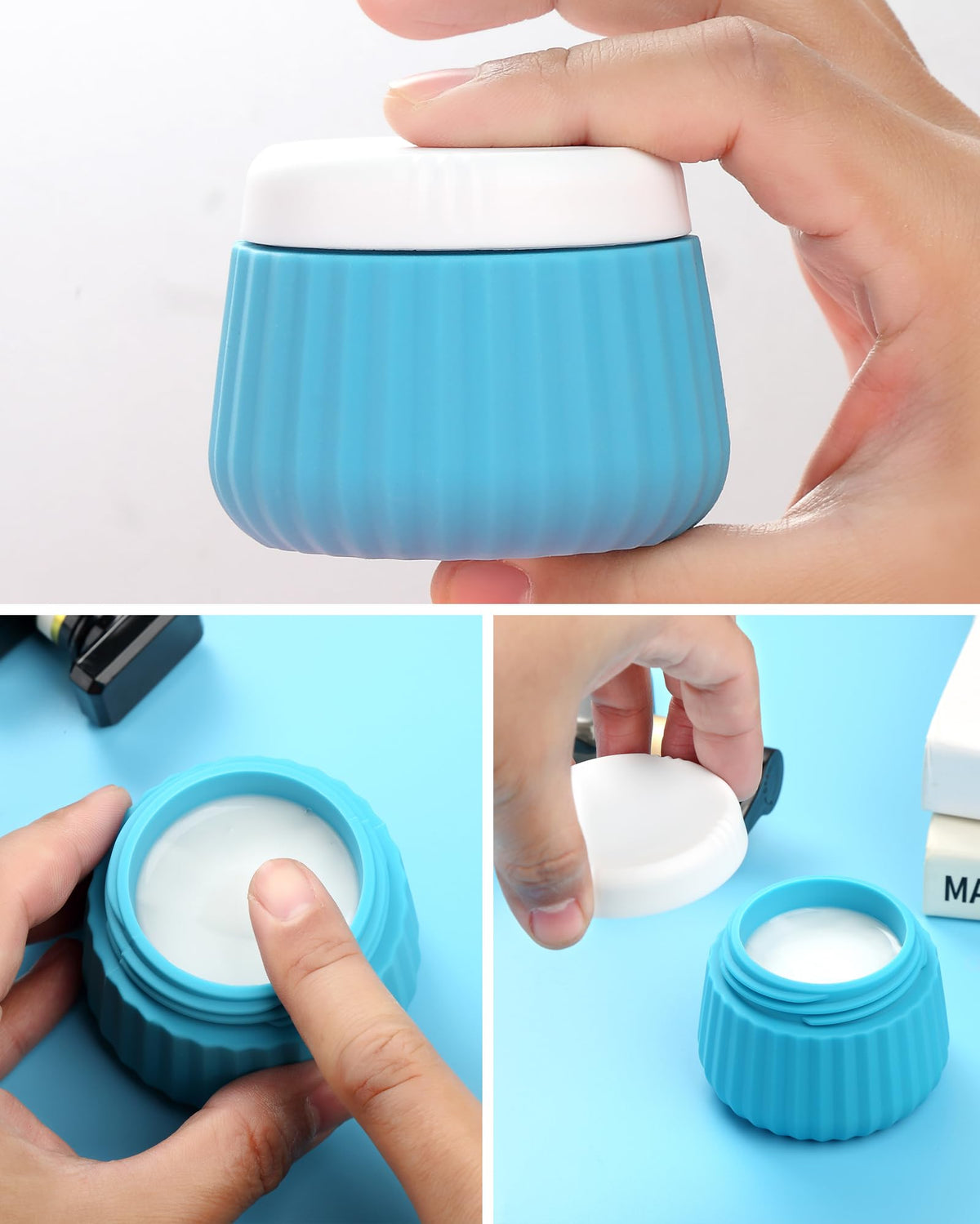 Pots à crème en silicone Mrsdry avec sac de maquillage transparent