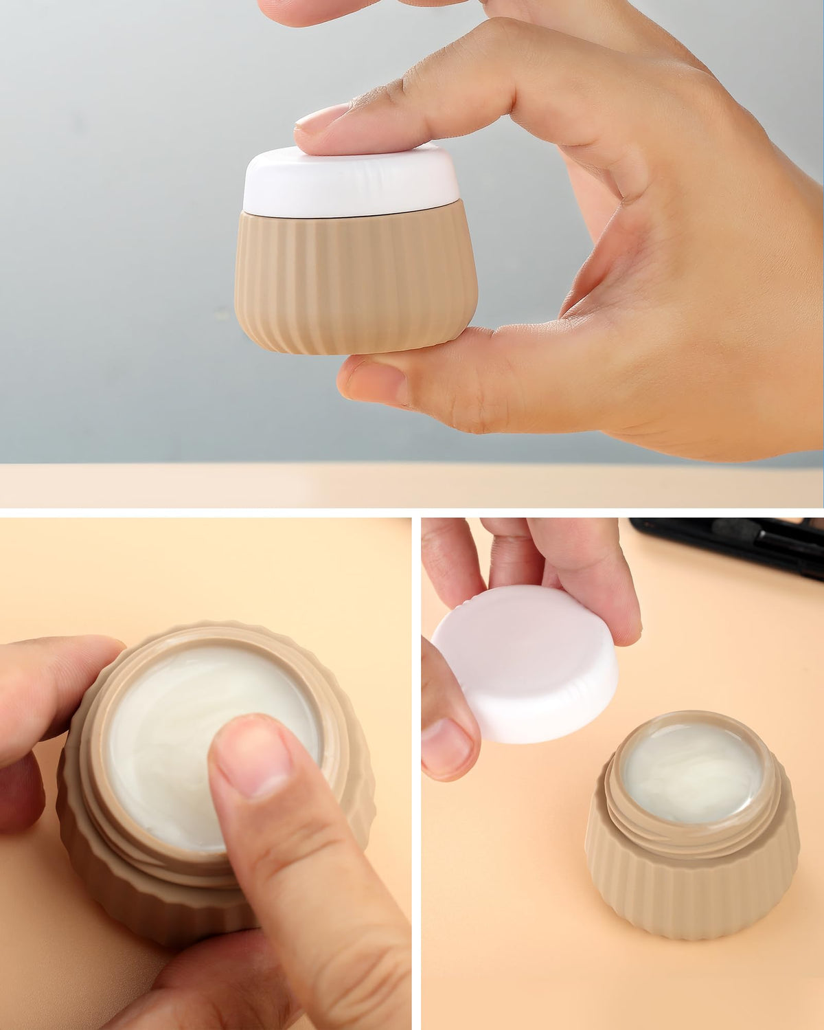 Pots de crème en silicone du kit de voyage