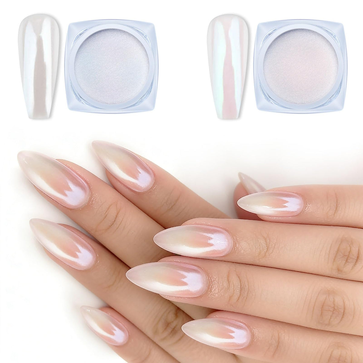 Pots de poudre chrome Artdone blanc et rouge pour ongles