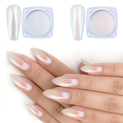 Pots de poudre chrome Artdone blanc et rouge pour ongles