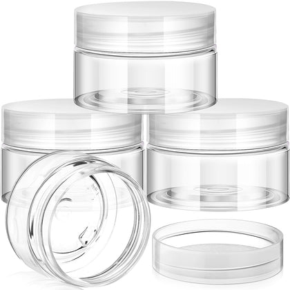 Pots en plastique Patelai 30ml avec couvercles transparents vue de face