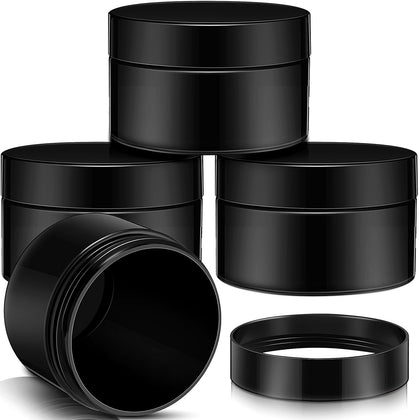 Pots en plastique Patelai 4 pièces avec couvercles noirs, vue de face