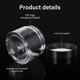 Pots en plastique Patelai avec couvercle, vus de côté sur un fond blanc