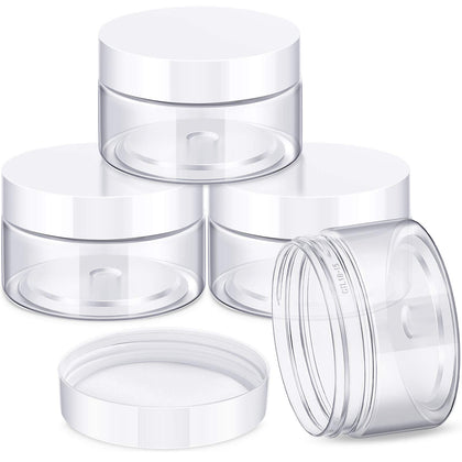 Pots en plastique Patelai avec couvercles blancs, vue de face