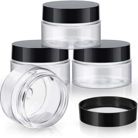 Pots en plastique Patelai avec couvercles noirs vue de face