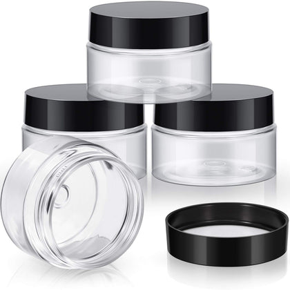 Pots en plastique Patelai avec couvercles noirs vue de face