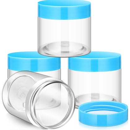 Pots en plastique Patelai de 8 oz avec couvercle bleu, vue de face