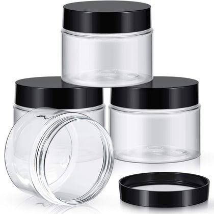 Pots en plastique Patelai noirs, vue de face, avec couvercles