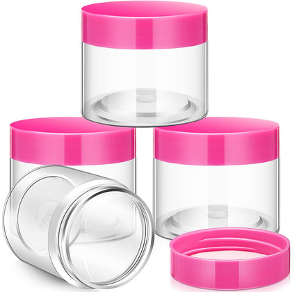 Pots en plastique Patelai rose avec couvercles à vis, vue de face