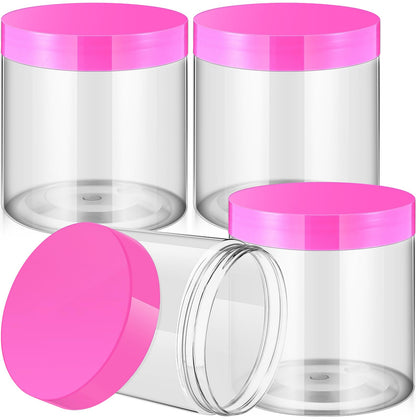 Pots en plastique Patelai rose, vue de face avec couvercles