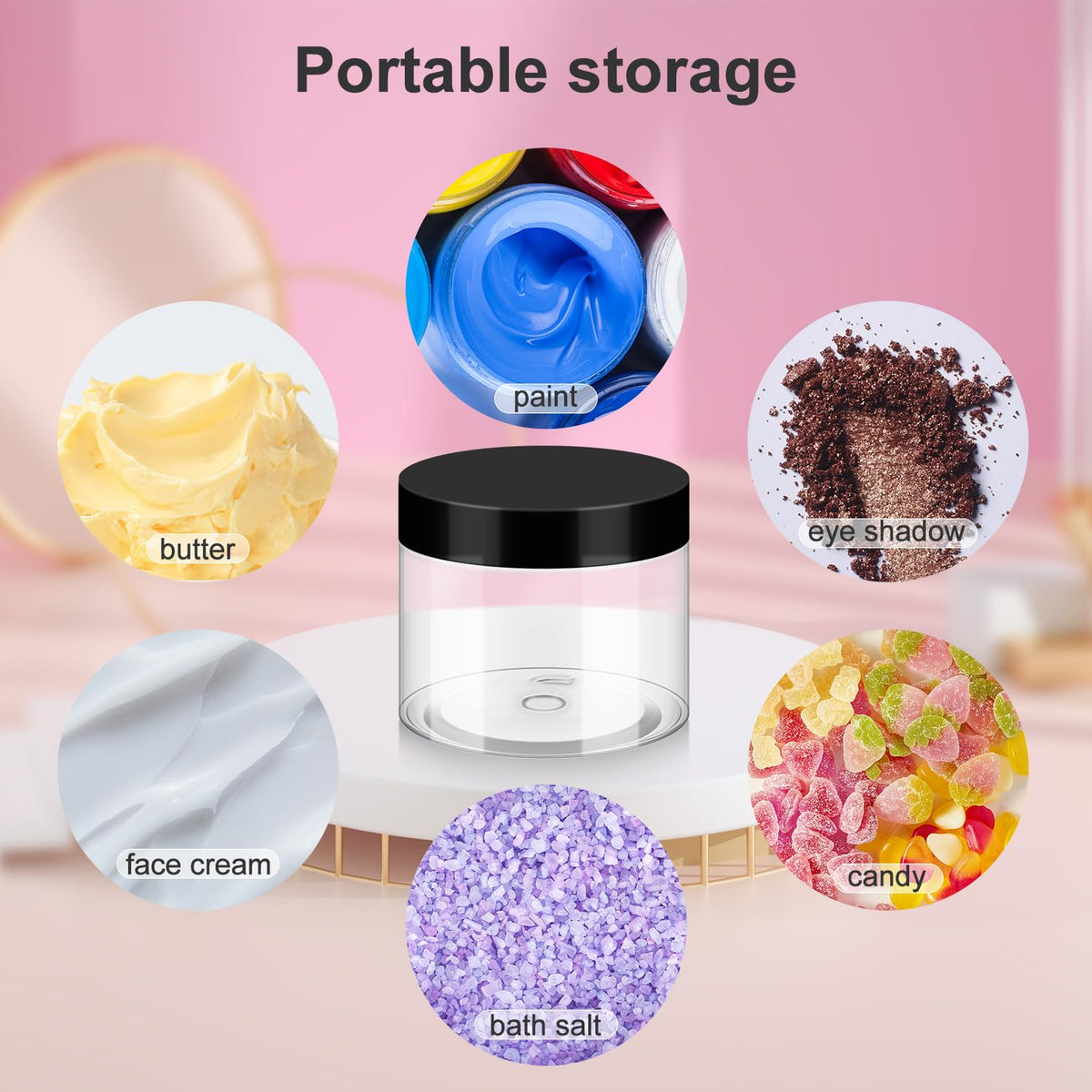 Pots Loretoy avec différents produits de beauté à l'intérieur