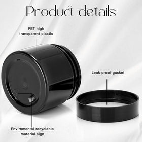 Pots Patelai en plastique noir remplis de crème