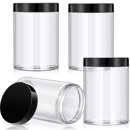 Pots ronds en plastique Patelai 12 oz avec couvercles noirs