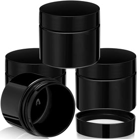 Pots ronds en plastique Patelai 4 pièces avec couvercles noirs