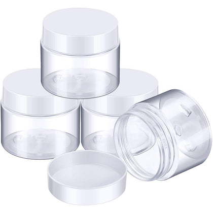 Pots ronds en plastique Patelai avec couvercles blancs, vue de face