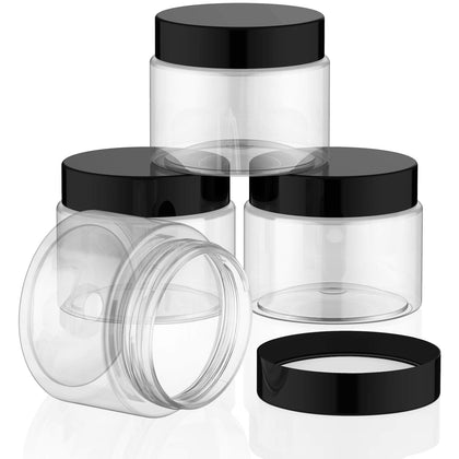 Pots ronds en plastique Patelai avec couvercles noirs