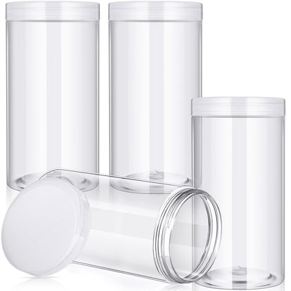 Pots ronds en plastique Patelai avec couvercles noirs, vue de face