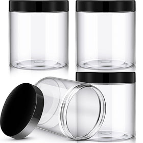 Pots ronds en plastique Patelai avec couvercles noirs, vue de face