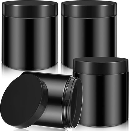 Pots ronds en plastique Patelai de 16 oz avec couvercles noirs