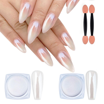 Poudre à ongles chromée blanche Artdone vue de face