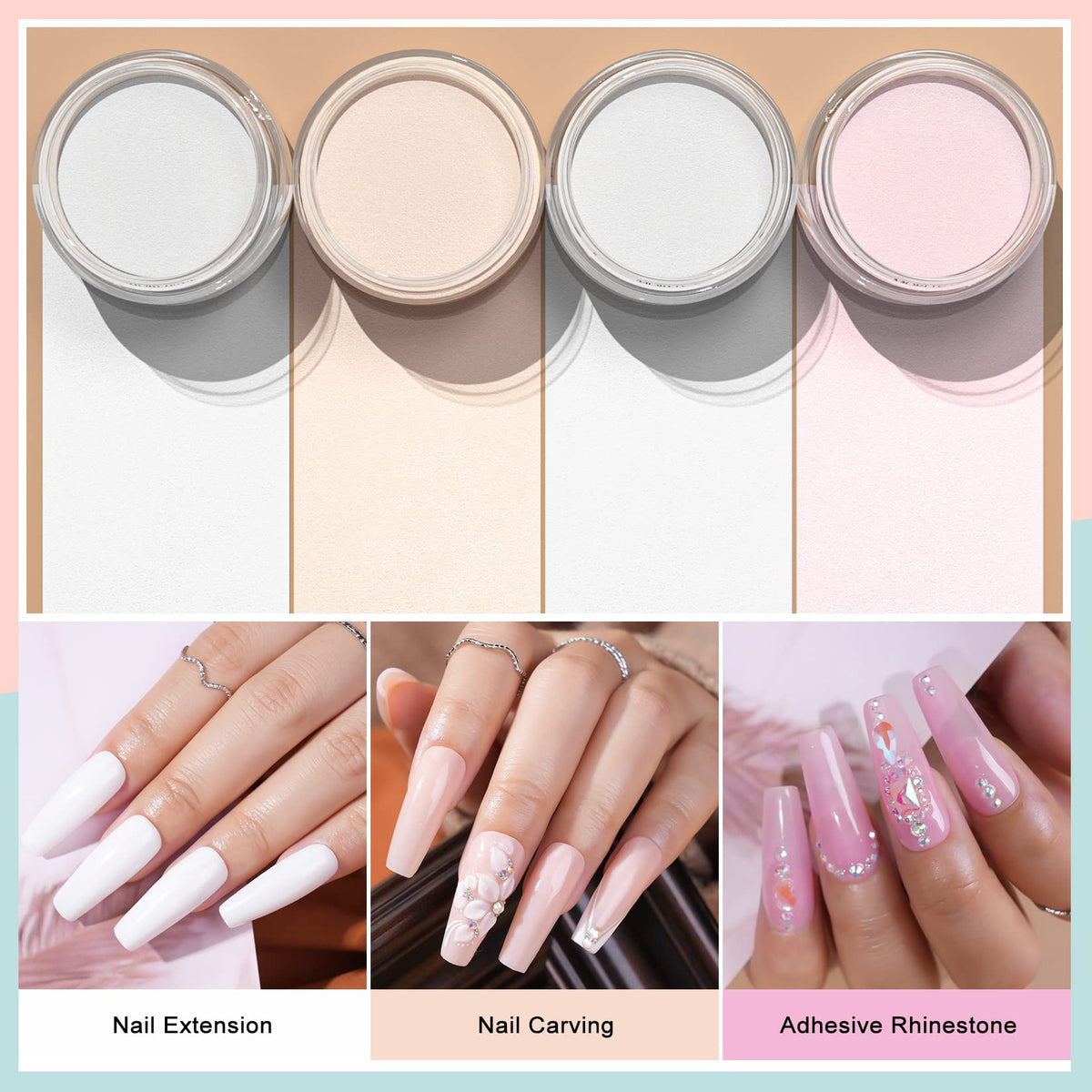 Poudre acrylique Morovan couleur nude en pot