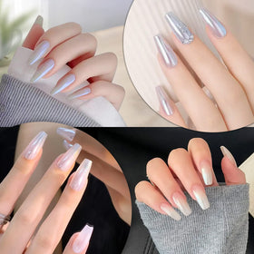 Poudre chrome Artdone sur ongles naturels
