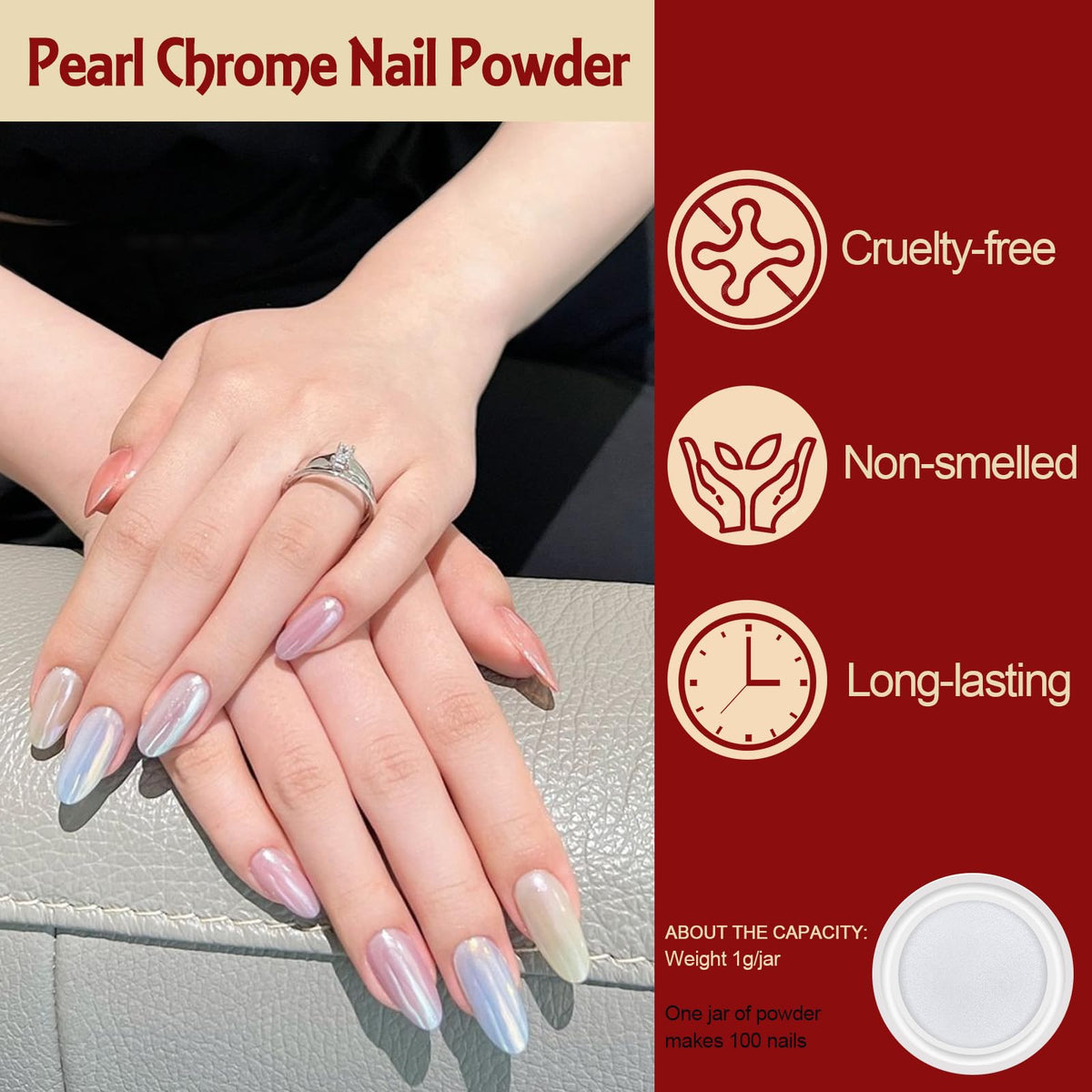 Poudre chrome perlée Artdone en pot de 1 gramme